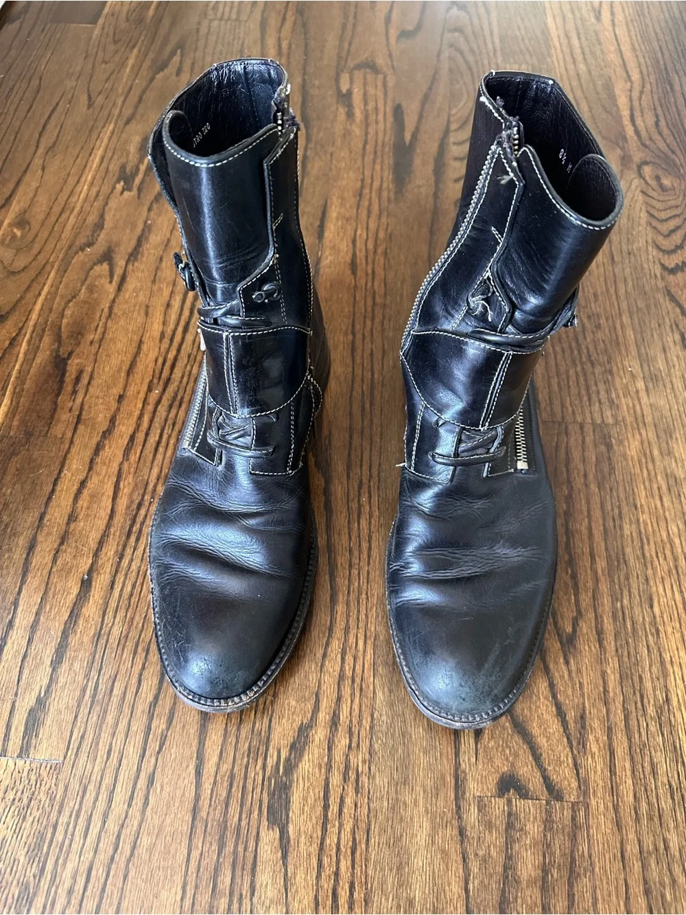 Donald J. Pliner Men's Bistro Black Leather Zip & Buckle Boots size 8.5